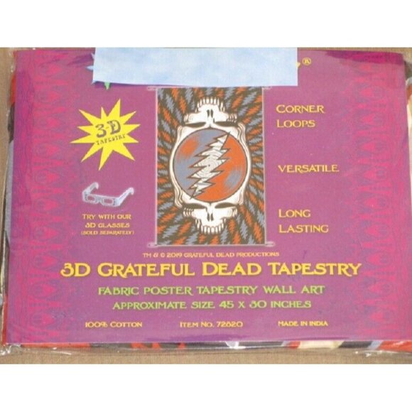Grateful Dead Mini New Steal Your Face Red White Blue Tapestry Wall Poster 30x45 - Picture 2 of 2
